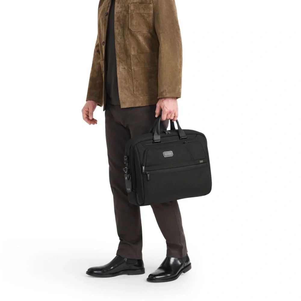Tumi Black Compact Large Screen Laptop Brief Bag